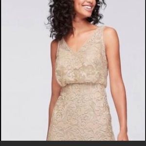 David’s bridal Reverie gold champagne bridesmaid dress size 8